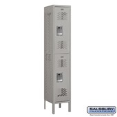 12" Wide Double Tier Vented Metal Locker - 1 Wide - 5 Feet High - 12 Inches Deep