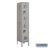 12" Wide Double Tier Vented Metal Locker - 1 Wide - 5 Feet High - 18 Inches Deep