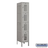 12" Wide Four Tier Vented Metal Locker - 1 Wide - 5 Feet High - 18 Inches Deep
