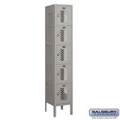 12" Wide Five Tier Box Style Vented Metal Locker - 1 Wide - 5 Feet High - 12 Inches Deep