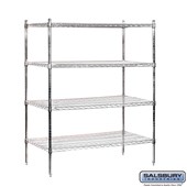 48" Wide Stationary Wire Shelving - 63 Inches High - 24 Inches Deep