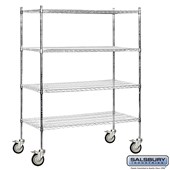 60" Wide Mobile Wire Shelving - 80 Inches High - 24 Inches Deep