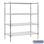 60" Wide Stationary Wire Shelving  - 74 Inches High - 24 Inches Deep