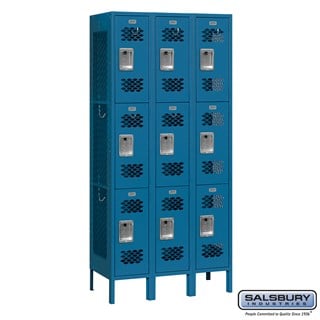 12" Wide Triple Tier Vented Metal Lockers