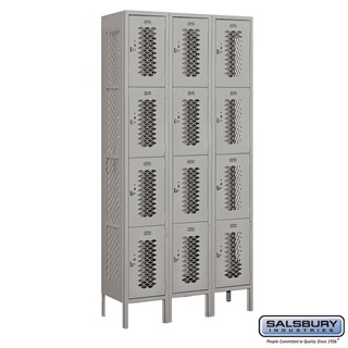 12" Wide Four Tier Vented Metal Lockers