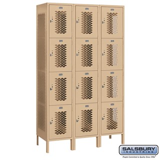 15" Wide Four Tier Vented Metal Lockers