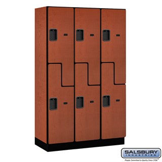 15" Wide Double Tier 'S' Style Designer Wood Lockers