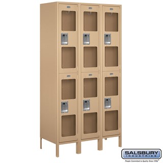 15" Wide Double Tier See-Through Metal Lockers