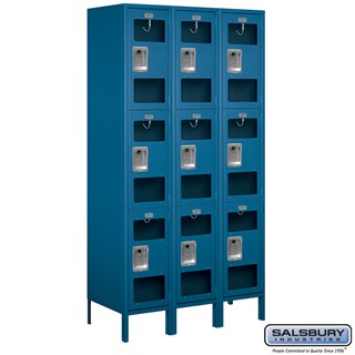 15" Wide Triple Tier See-Through Metal Lockers