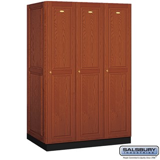 16" Wide Double Tier Solid Oak Executive Wood Lockers