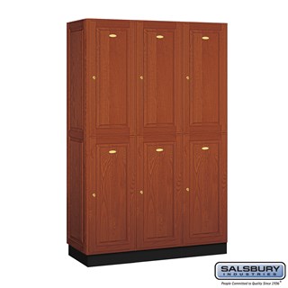 16" Wide Double Tier Solid Oak Executive Wood Lockers