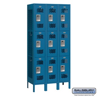 12" Wide Triple Tier Vented Metal Lockers