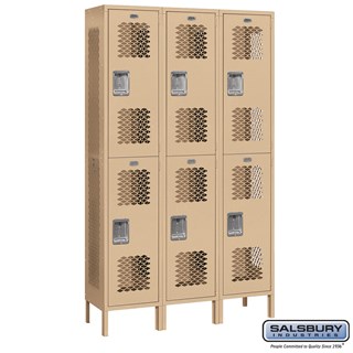 15" Wide Double Tier Vented Metal Lockers