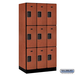 12" Wide Triple Tier Designer Wood Lockers