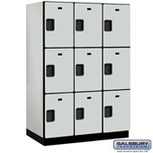 18" Wide Triple Tier Designer Wood Locker - 3 Wide - 6 Feet High - 24 Inches Deep - Hasps
