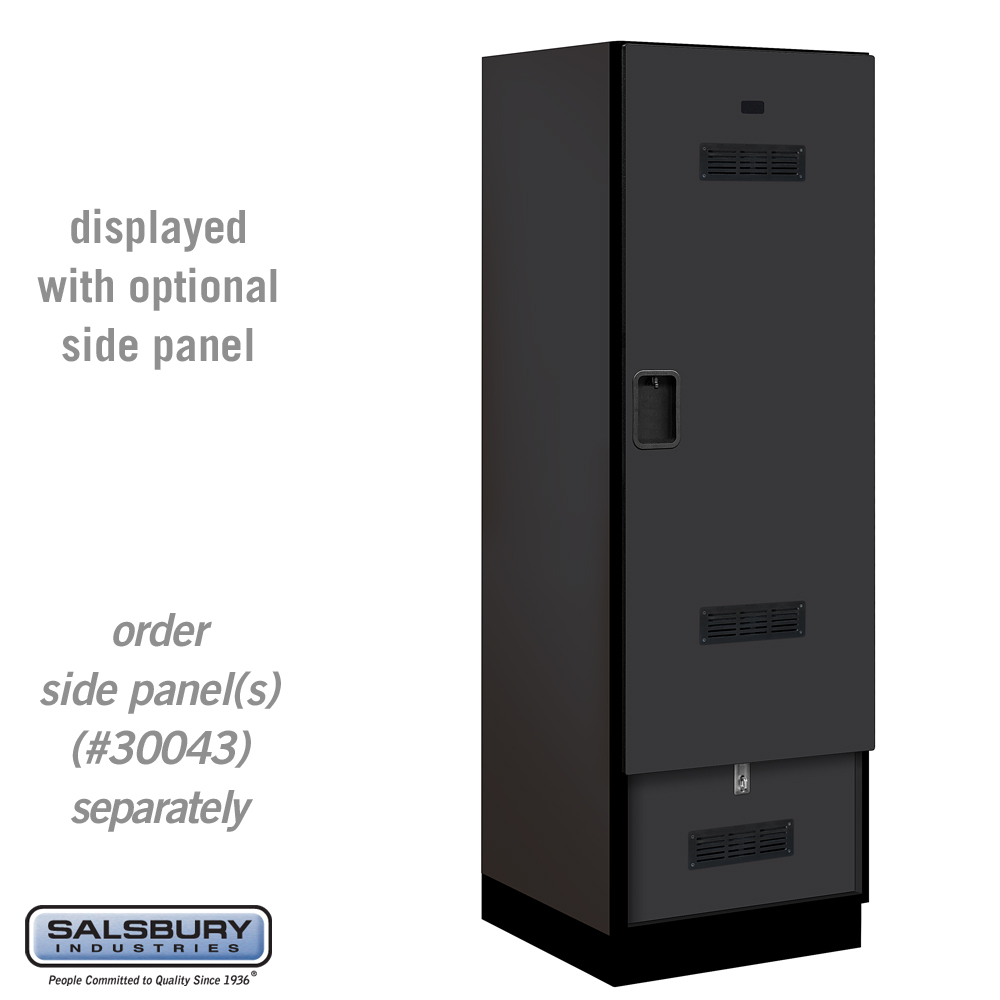 Black Salsbury Industries 30044BLK 24-Inch Deep Side Panel for Open Access Designer Locker and Designer Gear Locker with Sloping Hood