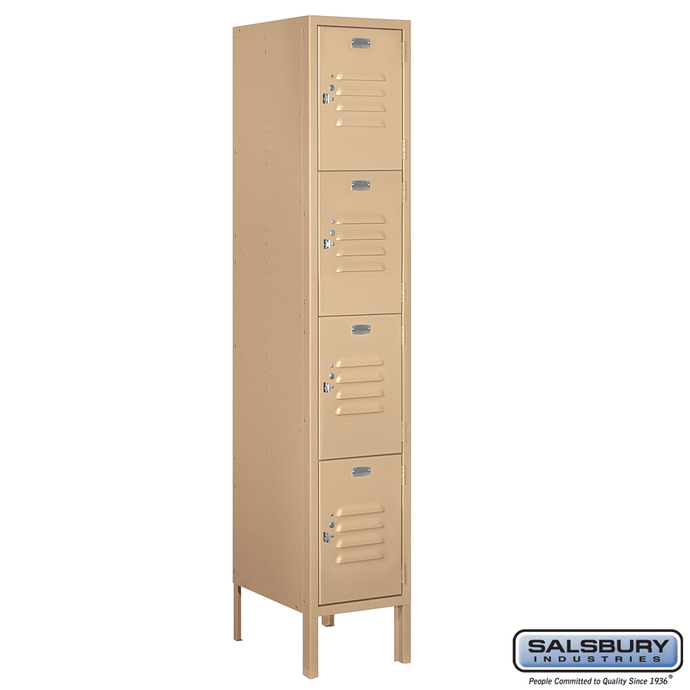 Standard Metal Locker - Four Tier - 1 Wide - 5 Feet High - 15 Inches ...