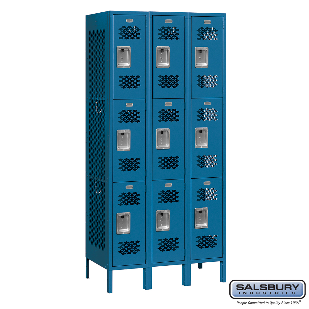 Vented Metal Locker Triple Tier 3 Wide 6 Feet High 15 Inches Vented Metal Locker Triple Tier 3 Wide 6 Feet High 15 Inches