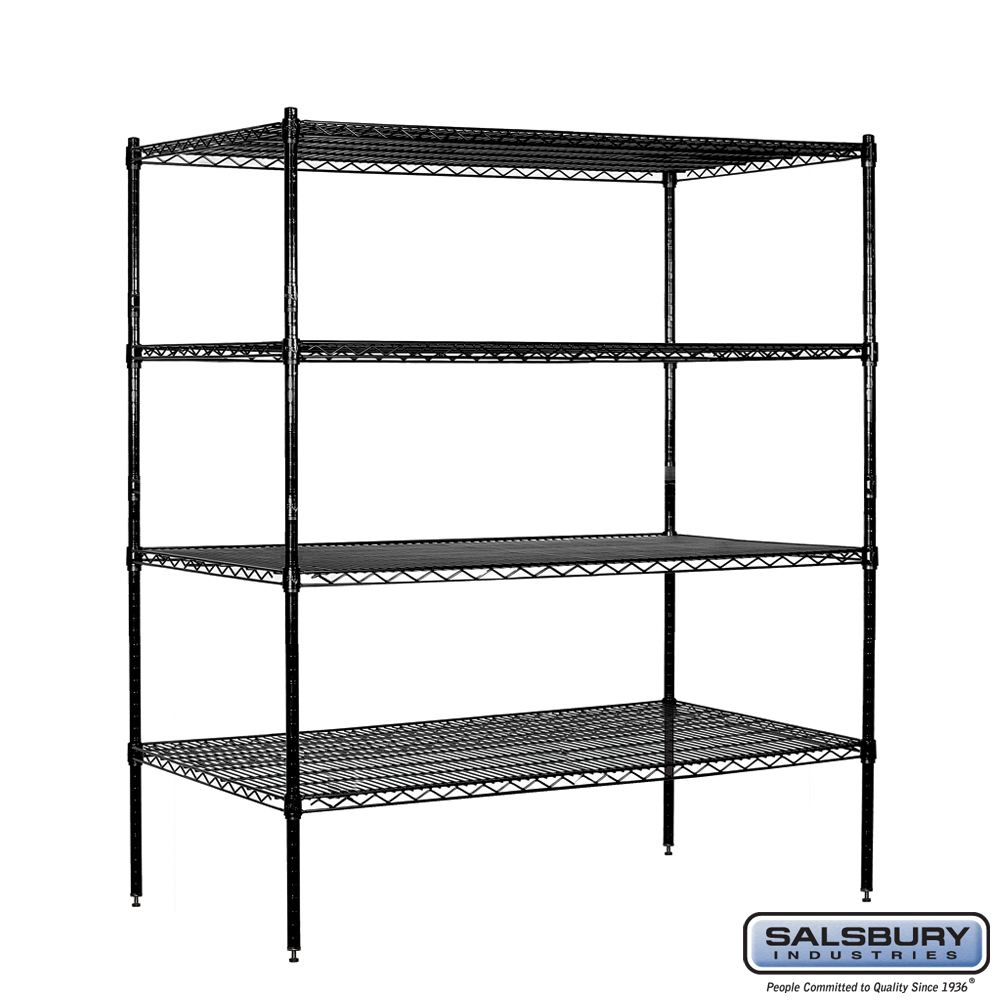 60" Wide Stationary Wire Shelving 63 Inches High 24 Inches Deep