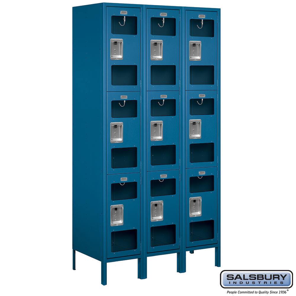 Extra Wide See-Through Metal Locker - 3 Wide - Triple Tier - 6 Feet ...