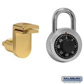 Combination Padlock - with Gold Finish Hasp - for Solid Oak Executive Wood Locker Door