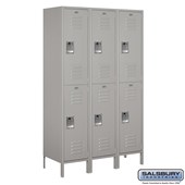 18" Wide Double Tier Standard Metal Locker - 3 Wide - 6 Feet High - 18 Inches Deep