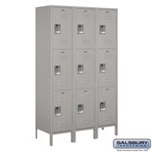 18" Wide Triple Tier Standard Metal Locker - 3 Wide - 6 Feet High - 18 Inches Deep