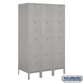 18" Wide Four Tier Standard Metal Locker - 3 Wide - 6 Feet High - 21 Inches Deep
