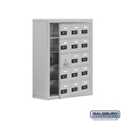 Cell Phone Storage Locker - with Front Access Panel - 5 Door High Unit (8 Inch Deep Compartments) - 15 A Doors (14 usable) - Surface Mounted - Resettable Combination Locks