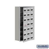 Cell Phone Storage Locker - with Front Access Panel - 7 Door High Unit (8 Inch Deep Compartments) - 21 A Doors (20 usable) - Recessed Mounted - Resettable Combination Locks