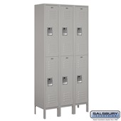 12" Wide Double Tier Standard Metal Locker - 3 Wide - 6 Feet High - 12 Inches Deep