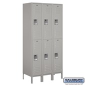 12" Wide Double Tier Standard Metal Locker - 3 Wide - 6 Feet High - 18 Inches Deep