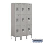 12" Wide Triple Tier Standard Metal Locker - 3 Wide - 5 Feet High - 15 Inches Deep