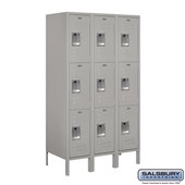 12" Wide Triple Tier Standard Metal Locker - 3 Wide - 5 Feet High - 18 Inches Deep