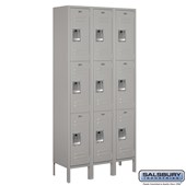 12" Wide Triple Tier Standard Metal Locker - 3 Wide - 6 Feet High - 12 Inches Deep