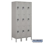 12" Wide Triple Tier Standard Metal Locker - 3 Wide - 6 Feet High - 18 Inches Deep