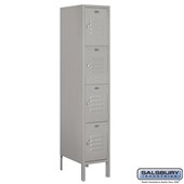 12" Wide Four Tier Standard Metal Locker - 1 Wide - 5 Feet High - 18 Inches Deep