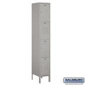 12" Wide Four Tier Standard Metal Locker - 1 Wide - 6 Feet High - 15 Inches Deep