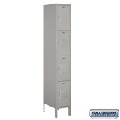 12" Wide Four Tier Standard Metal Locker - 1 Wide - 6 Feet High - 18 Inches Deep