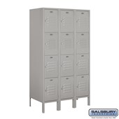 12" Wide Four Tier Standard Metal Locker - 3 Wide - 5 Feet High - 18 Inches Deep