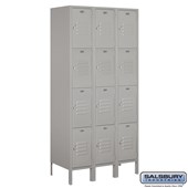 12" Wide Four Tier Standard Metal Locker - 3 Wide - 6 Feet High - 18 Inches Deep