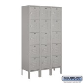 12" Wide Five Tier Box Style Standard Metal Locker - 3 Wide - 5 Feet High - 12 Inches Deep