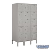 12" Wide Five Tier Box Style Standard Metal Locker - 3 Wide - 5 Feet High - 18 Inches Deep