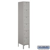 12" Wide Six Tier Box Style Standard Metal Locker - 1 Wide - 6 Feet High - 18 Inches Deep