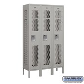 12" Wide Single Tier Vented Metal Locker - 3 Wide - 5 Feet High - 12 Inches Deep