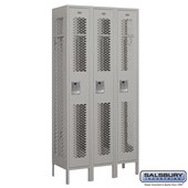 12" Wide Single Tier Vented Metal Locker - 3 Wide - 6 Feet High - 15 Inches Deep