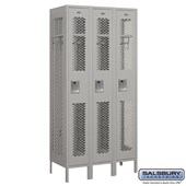 12" Wide Single Tier Vented Metal Locker - 3 Wide - 6 Feet High - 18 Inches Deep