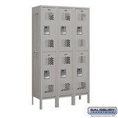 12" Wide Double Tier Vented Metal Locker - 3 Wide - 5 Feet High - 12 Inches Deep