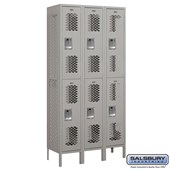 12" Wide Double Tier Vented Metal Locker - 3 Wide - 6 Feet High - 15 Inches Deep