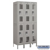 12" Wide Double Tier Vented Metal Locker - 3 Wide - 6 Feet High - 18 Inches Deep